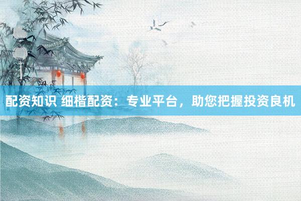 配资知识 细楷配资：专业平台，助您把握投资良机