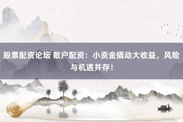 股票配资论坛 散户配资：小资金撬动大收益，风险与机遇并存！