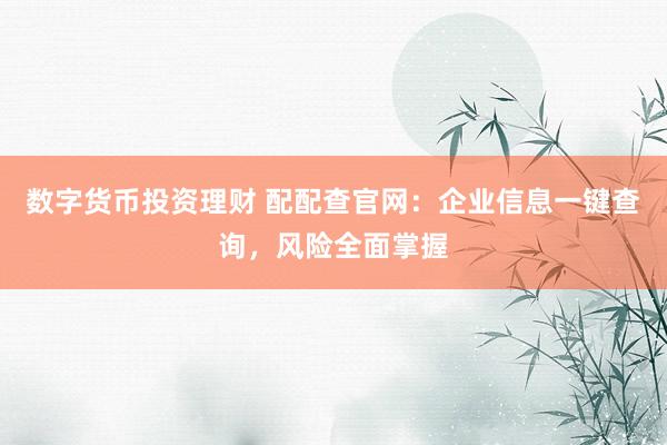 数字货币投资理财 配配查官网：企业信息一键查询，风险全面掌握