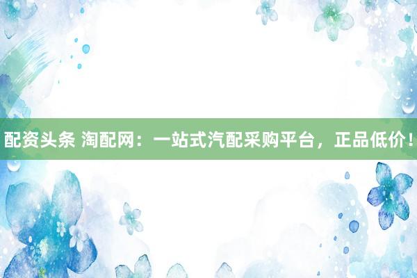 配资头条 淘配网：一站式汽配采购平台，正品低价！