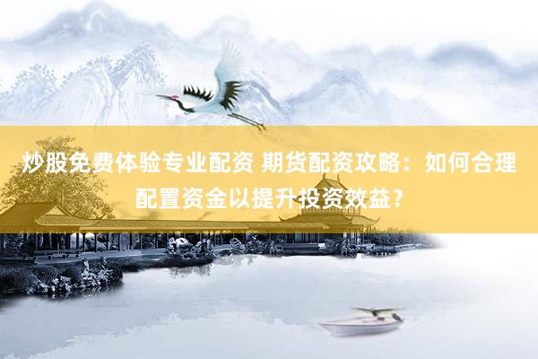 炒股免费体验专业配资 期货配资攻略：如何合理配置资金以提升投资效益？