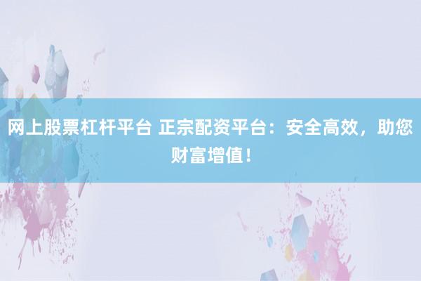 网上股票杠杆平台 正宗配资平台：安全高效，助您财富增值！