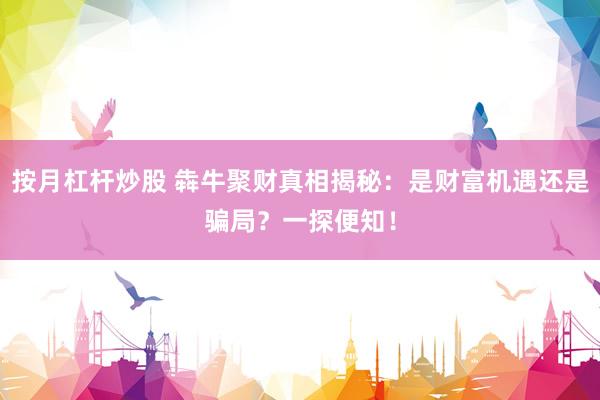 按月杠杆炒股 犇牛聚财真相揭秘：是财富机遇还是骗局？一探便知！
