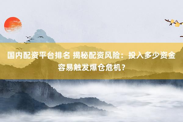 国内配资平台排名 揭秘配资风险：投入多少资金容易触发爆仓危机？
