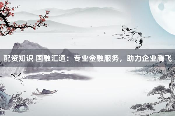 配资知识 国融汇通：专业金融服务，助力企业腾飞