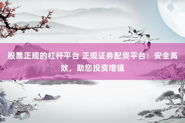 股票正规的杠杆平台 正规证券配资平台：安全高效，助您投资增值