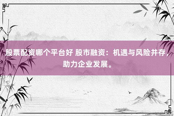 股票配资哪个平台好 股市融资：机遇与风险并存，助力企业发展。