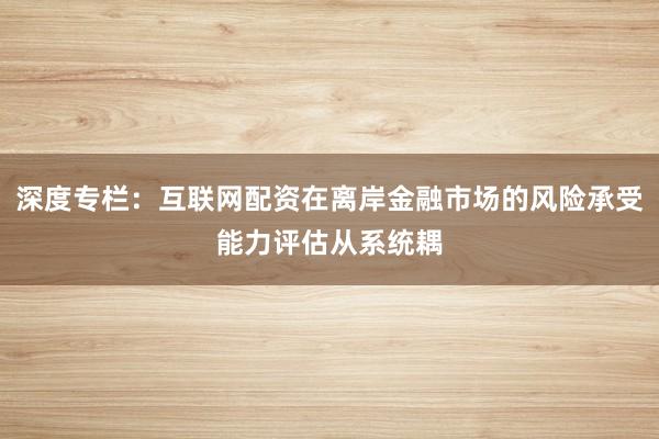深度专栏：互联网配资在离岸金融市场的风险承受能力评估从系统耦