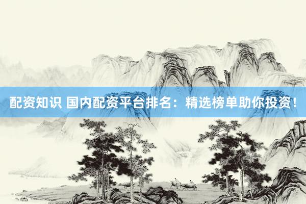 配资知识 国内配资平台排名:精选榜单助你投资!