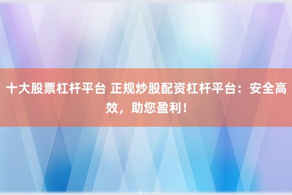 十大股票杠杆平台 正规炒股配资杠杆平台：安全高效，助您盈利！