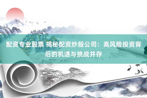 配资专业股票 揭秘配资炒股公司：高风险投资背后的机遇与挑战并存