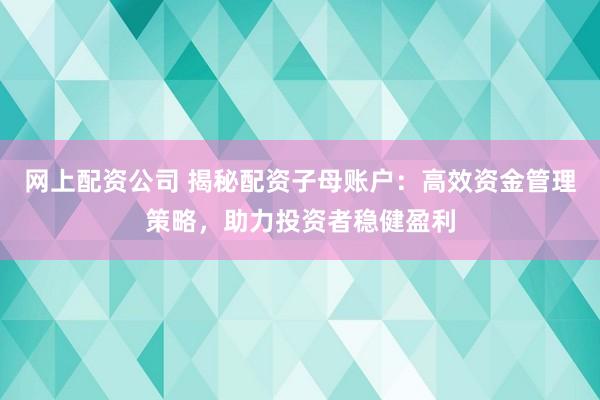 网上配资公司 揭秘配资子母账户：高效资金管理策略，助力投资者稳健盈利
