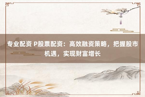 专业配资 P股票配资：高效融资策略，把握股市机遇，实现财富增长